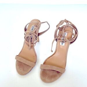 Steve Madden Nude Suede Ankle Tie Sandal Size 5.5